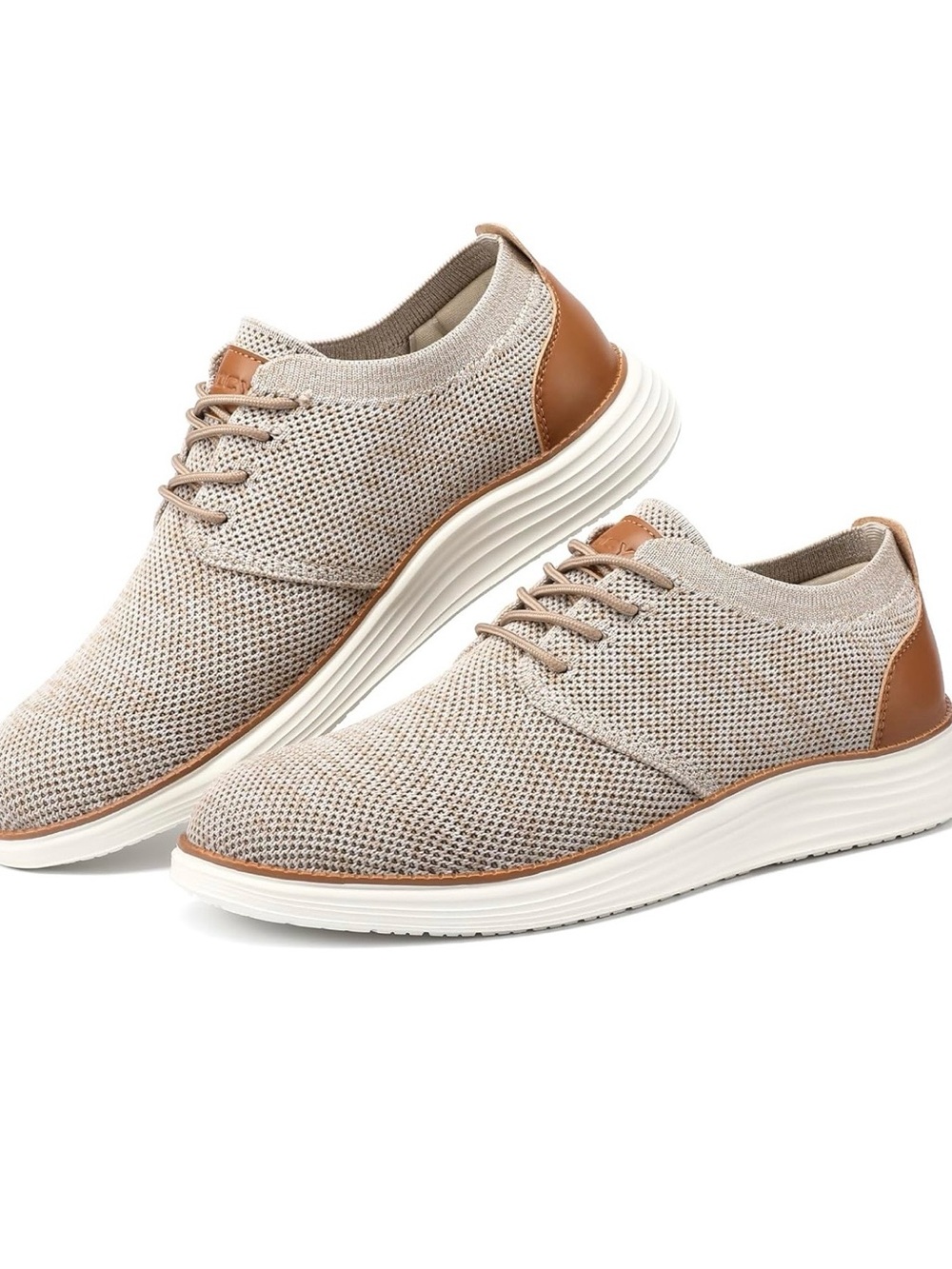 Men's VILOCY US 8 Breathable Mesh Oxford Lace-Up Taupe Business Walking Sneakers